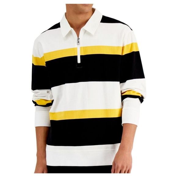 Michael Kors CS250PJ5E2 Mens Sz M Butter Multi Striped L/S Rugby Polo Shirt $128 - Picture 11 of 12